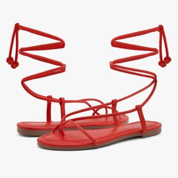 Express Size 10 Strappy Gladiator Sandals Tie Up Flat Padded Shoes Summer Women - Picture 1 of 7